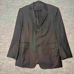 Fit-Wel‎ Loro Piana Tasmanian Super 130s Wool Blazer Black Grid Mens 42R Jacket